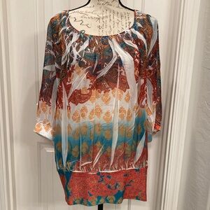 LANE BRYANT Sheer Colorful tunic Top Size 14/16 - Sold at another store